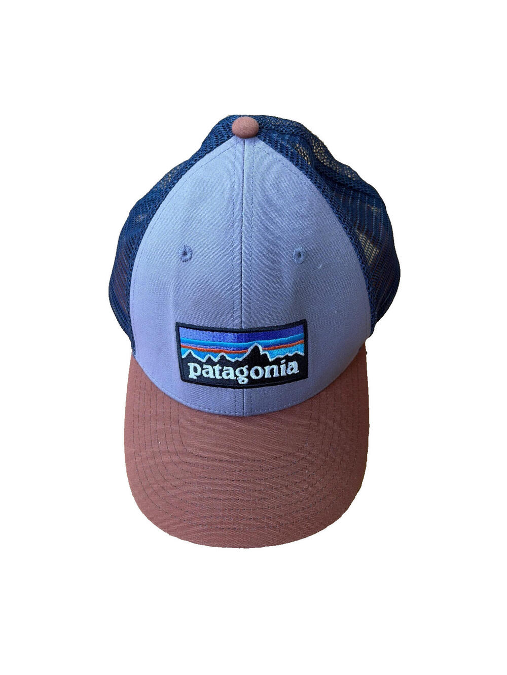 Patagonia Hat Cap Snap Back Blue Trucker Mesh Logo Adjustable Lightweight